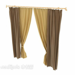 Muebles para el hogar con cortina marrón modelo 3d