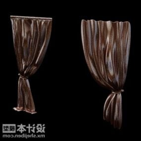 Velvet Curtain Brown Color 3d model