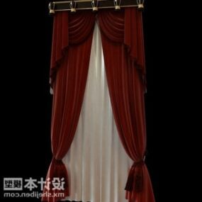 Red Curtain Two Layers 3d model