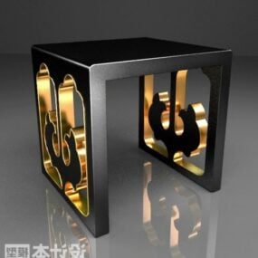 中国の木彫り作品3Dモデル