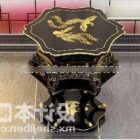 Mesa de centro de madeira preta com móveis chineses