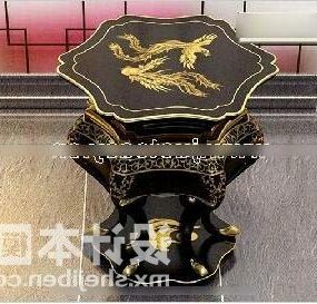 ריהוט סיני שולחן קפה עץ שחור דגם תלת מימד