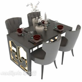 Modelo 3d de cadeira de mesa de móveis de jantar modernos chineses
