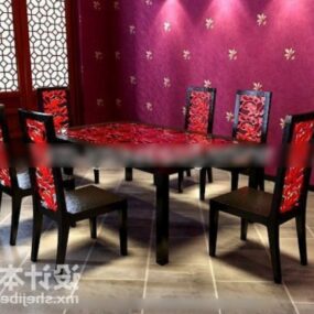 Modelo 3d de cadeira de mesa de jantar antiga de móveis chineses