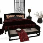 Chinese double bed 3d model .