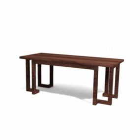 Modern Red Wood Table Stool Furniture 3d model