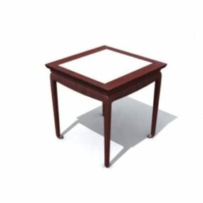 Dining Table With Six Chairs Modern Wooden Style 3d model