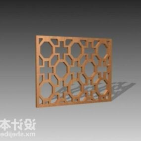 מסגרת חלון מעץ דגם תלת מימד בתבנית סינית עתיקה