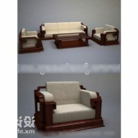 中式沙发组合实木家具3d模型