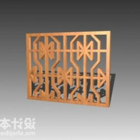 מחלק מסך סיני רהיטי עץ דגם תלת מימד