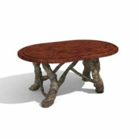 3д модель винтажного стола с деревянной мебелью