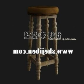 صندلی بار کانتری مدل سه بعدی چوبی