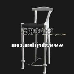 Wood Frame Bar Chair Black White 3d model