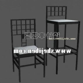 Nízká a vysoká barová židle 3D model