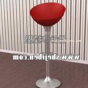 Red Bar Chair Chrome Leg 3d model