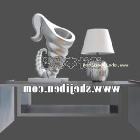 Sofabord Med Bordlampe Og Horn Dekoration 3d model