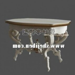 Curved Table With Tableware 3d model