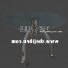 Round Coffee Table Glass Top Curved Steel Egg