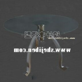 Table basse ronde plateau en verre oeuf en acier courbé modèle 3D