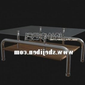 Skleněný konferenční stolek se dvěma vrstvami police 3D model