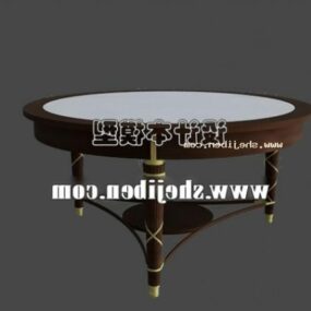 Round Coffee Table Carved Leg 3d model