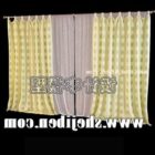 Two Layers Curtain Yellow And Brown Color