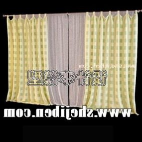 Two Layers Curtain Yellow And Brown Color 3d model