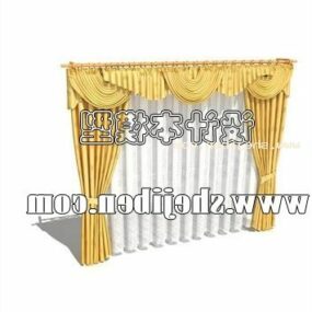 Living Room Curtain Yellow White Color 3d model