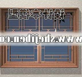 Kinesisk vägg med fönster 3d-modell
