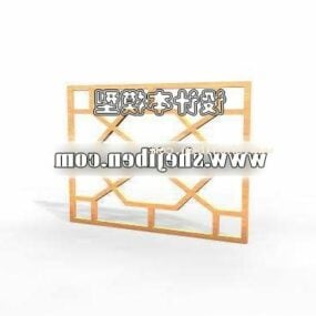 إطار نافذة خشبي على الطراز الصيني نموذج ثلاثي الأبعاد