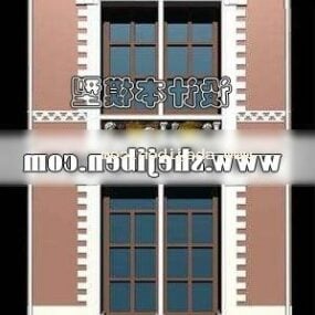 Modelo 3D de design de janela de parede de tijolo