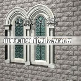 French Antique Window Frame 3d model