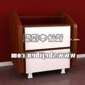 Modern Wooden Bedside Table 3d model