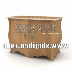 アンティーク木製ベッドサイドテーブル3Dモデル