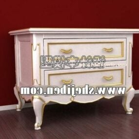 Bedside Table Antique With With Painted 3d model