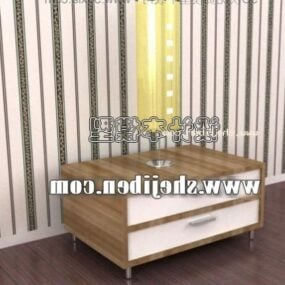 Hvidt natbord med skuffe 3d model