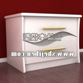 सफ़ेद पेंटेड एमडीएफ बेडसाइड टेबल 3डी मॉडल