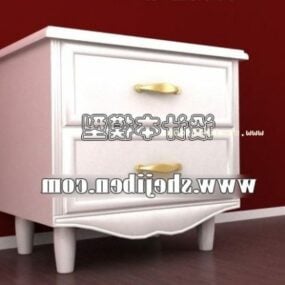 Retro Bedside Table White Painted 3d model