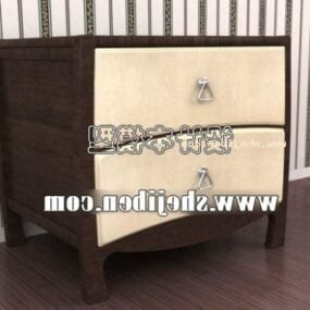 Brown Wood Bedside Table 3d model