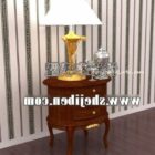 Table de chevet cylindrique avec lampe de table