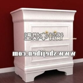 Hvidt natbord med skuffe 3d model