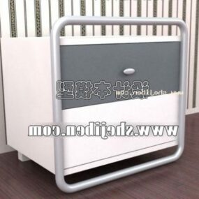 White Bedside Table Modern Style 3d model