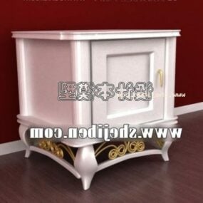 Antique Square Bedside Table Carved Leg 3d model