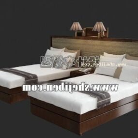 Hotel Twin Single Bed Bedroom Furniture 3d model