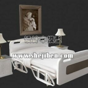 Modello 3d in stile ospedale con letto singolo
