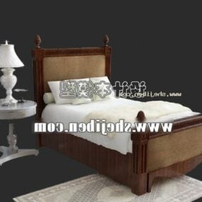 Single Bed Antique Bedroom Furniture 3d model