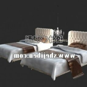 Cama de casal com colchão e almofada Modelo 3D