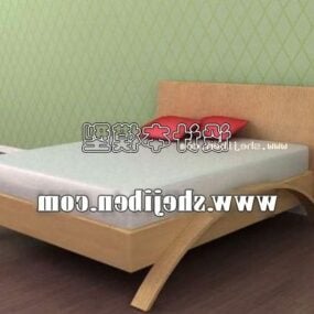 Wood Single Bed Furniture 3d model