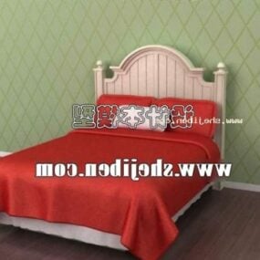ריהוט אירופי למיטת יחיד בצבע אדום דגם תלת מימד