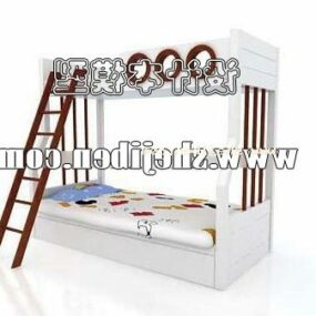 Mô hình 3d giường tầng trẻ em sơn trắng